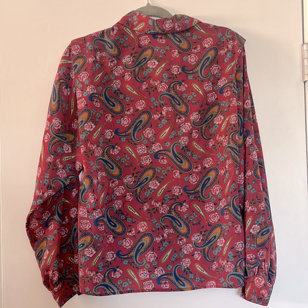 Vintage Notations Silk Blend Button Down Blouse - image 4